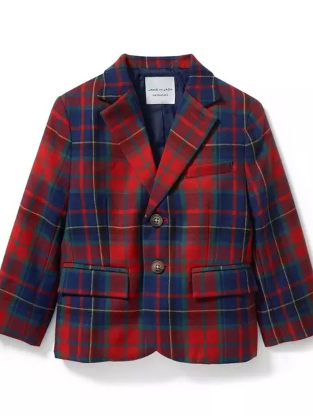 Janie and Jack Red and Blue Plaid Tailored Blazer